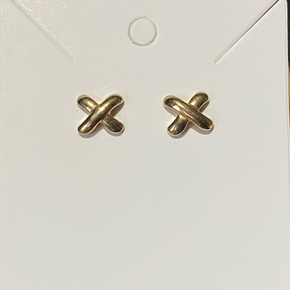 Vintage Gold Plated “X” Cross Stud Earrings